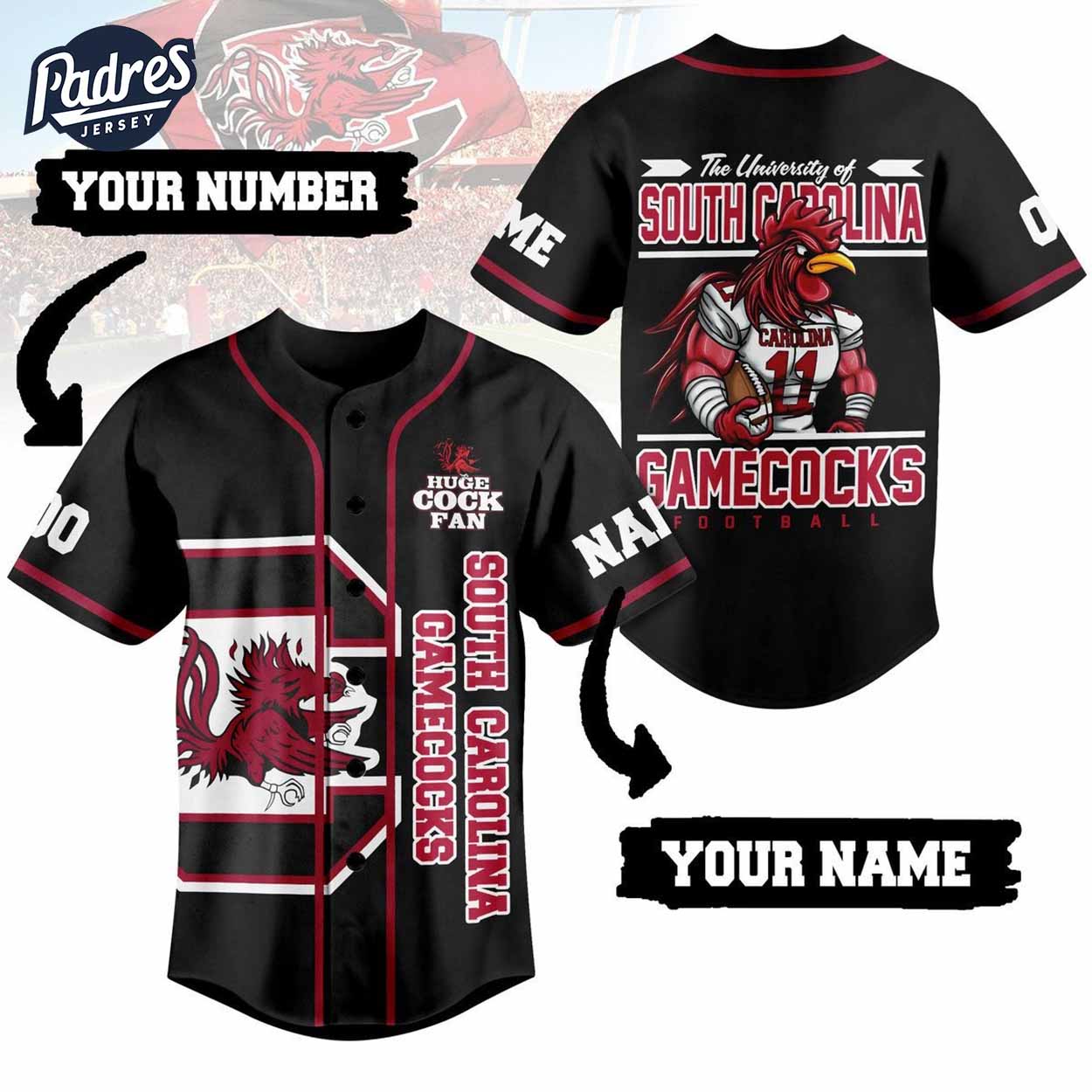 Custom South Carolina Gamecocks Football Baseball Jersey - Padres Jersey Oasis: Elevate Your Baseball Style Game