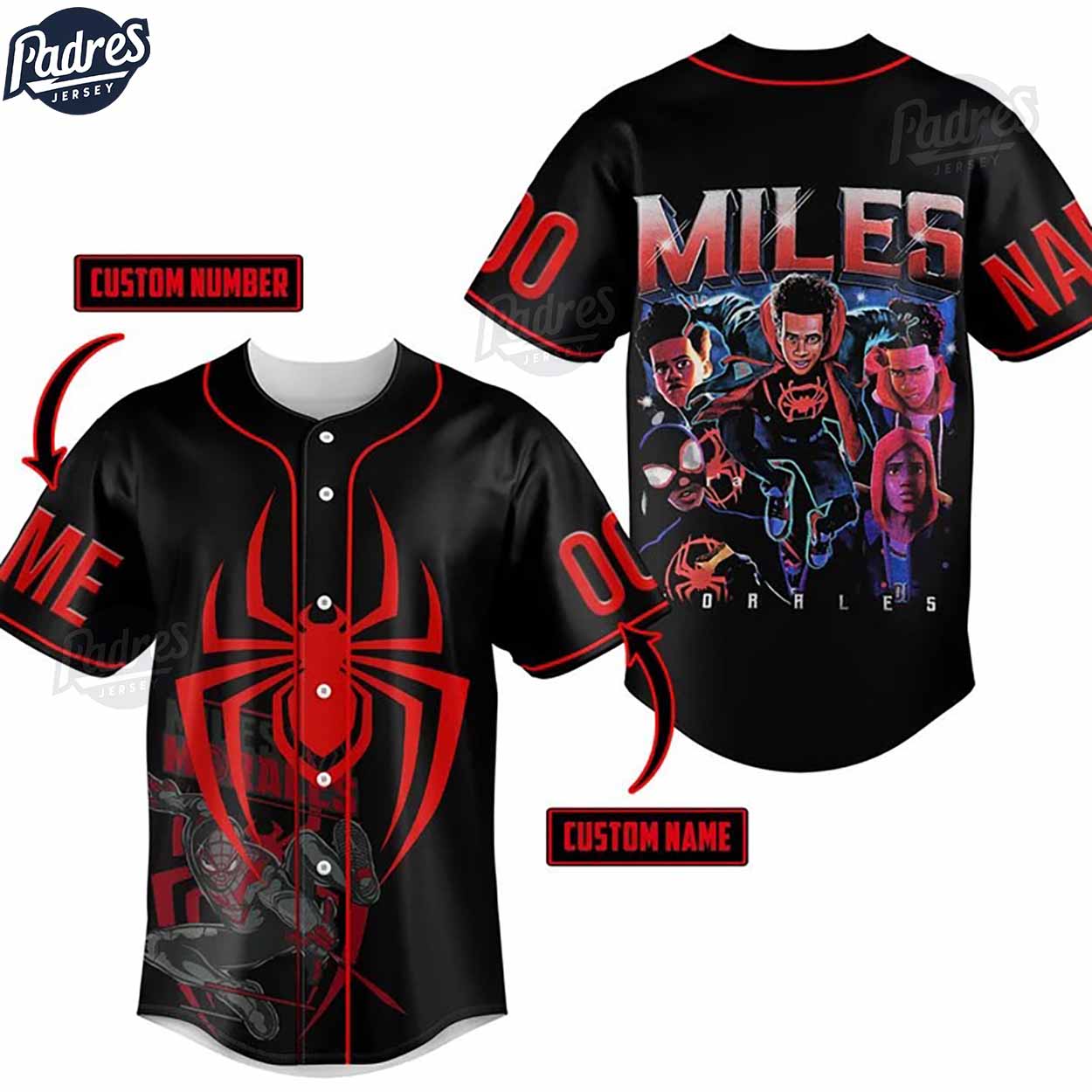 Custom Spider-Man Miles Morales Baseball Jersey - Padres Jersey Oasis: Elevate Your Baseball Style Game
