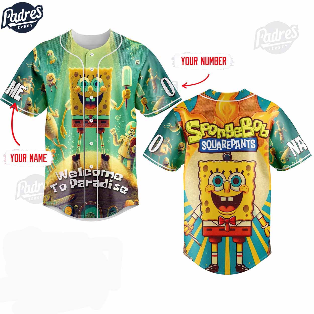 Custom Spongebob Squarepants Cartoon Baseball Jersey - Padres Jersey Oasis: Elevate Your Baseball Style Game