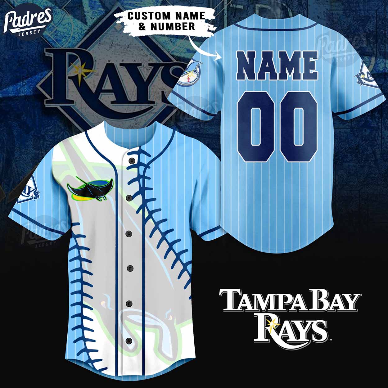 Custom Tampa Bay Rays Blue Baseball Jersey - Padres Jersey Oasis: Elevate Your Baseball Style Game