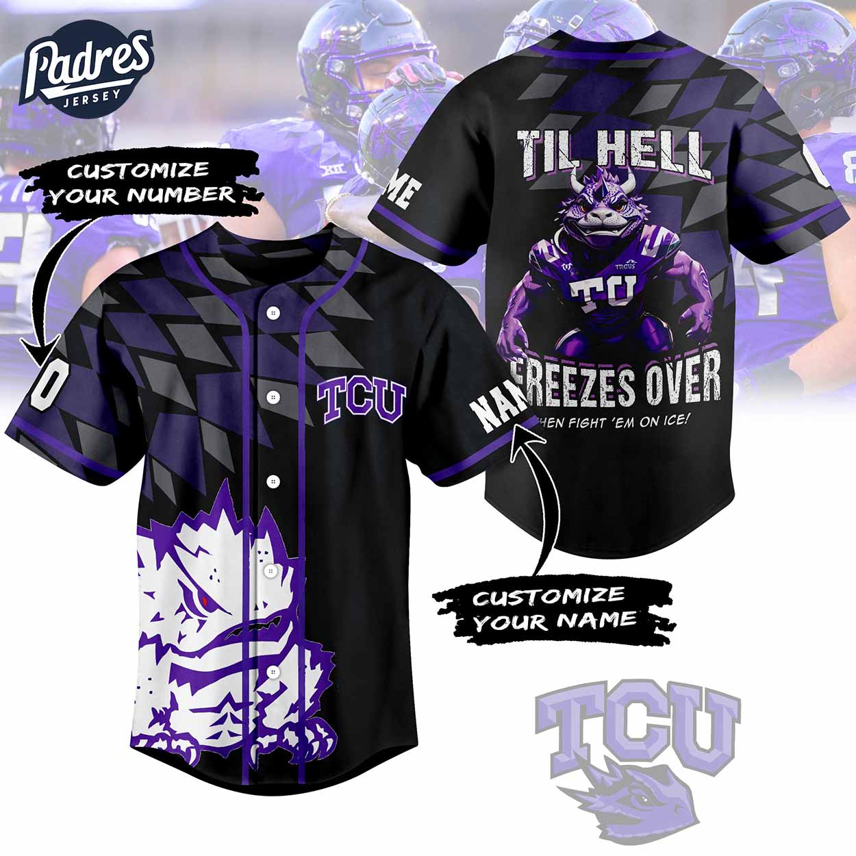 Custom Tcu Horned Frogs Football Baseball Jersey - Padres Jersey Oasis: Elevate Your Baseball Style Game