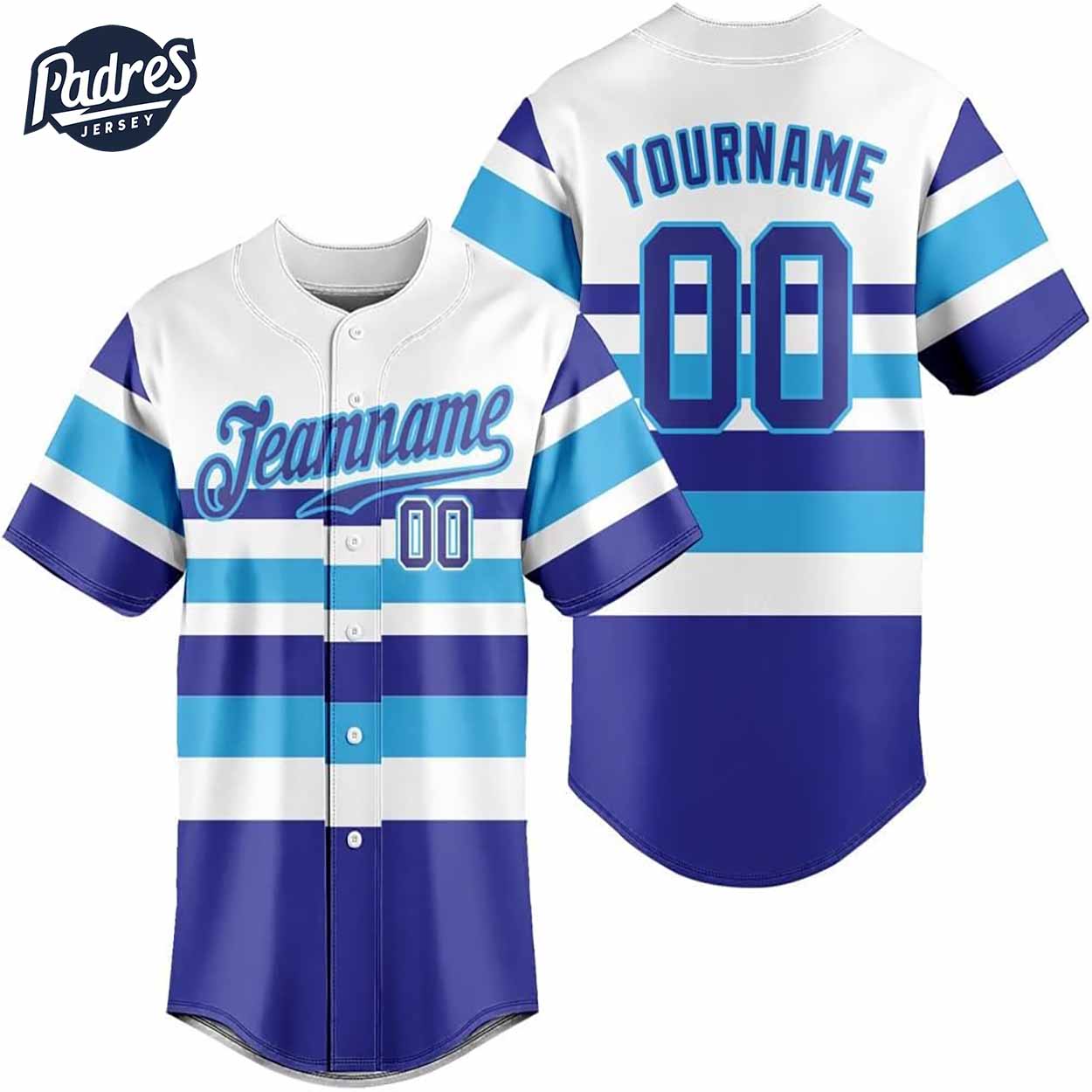 Custom Team Baseball Jerseys Striped Blue and White for a Fresh Look - Padres Jersey Oasis: Elevate Your Baseball Style Game