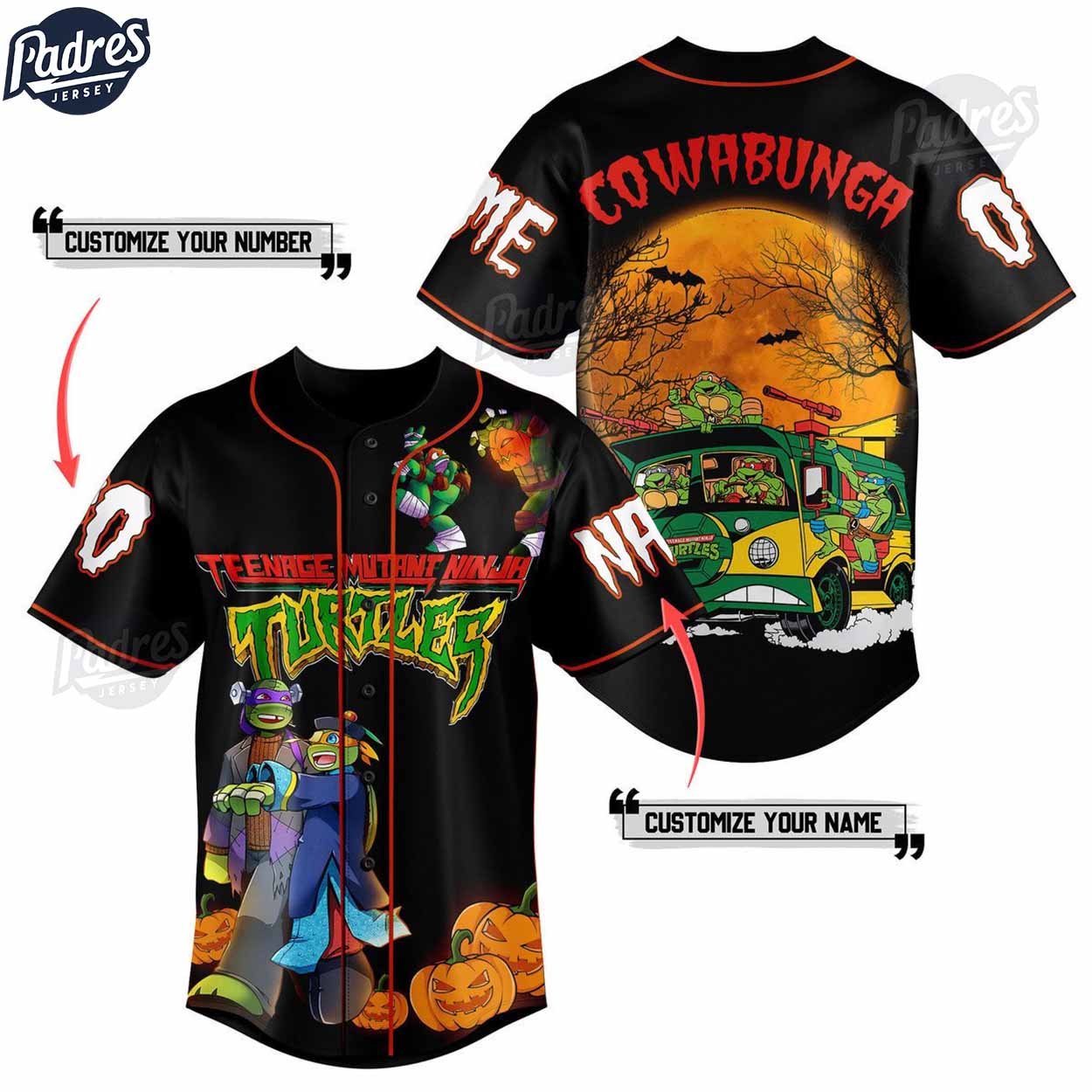 Custom Teenage Mutant Ninja Turtles Halloween Baseball Jersey - Padres Jersey Oasis: Elevate Your Baseball Style Game