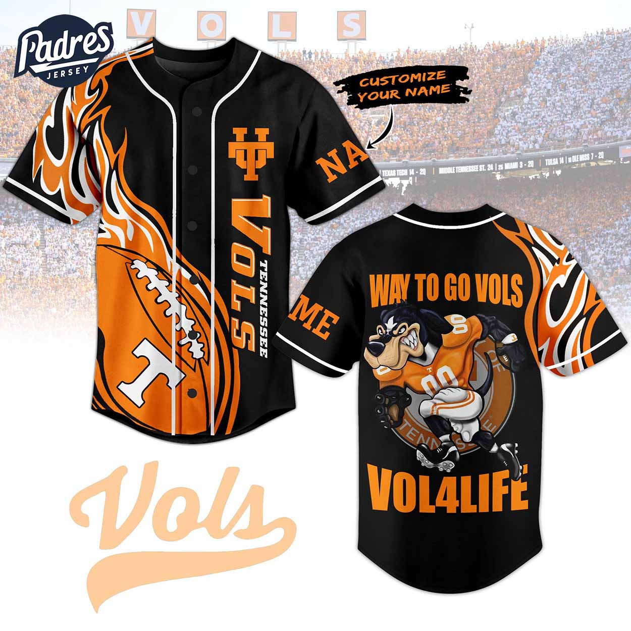 Custom Tennessee Volunteers Football Baseball Jersey - Padres Jersey Oasis: Elevate Your Baseball Style Game
