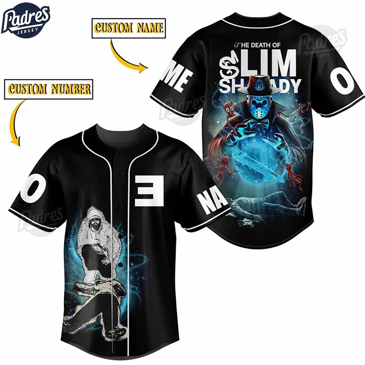 Custom The Death Of Slim Shady Eminem Black Baseball Jersey Style - Padres Jersey Oasis: Elevate Your Baseball Style Game