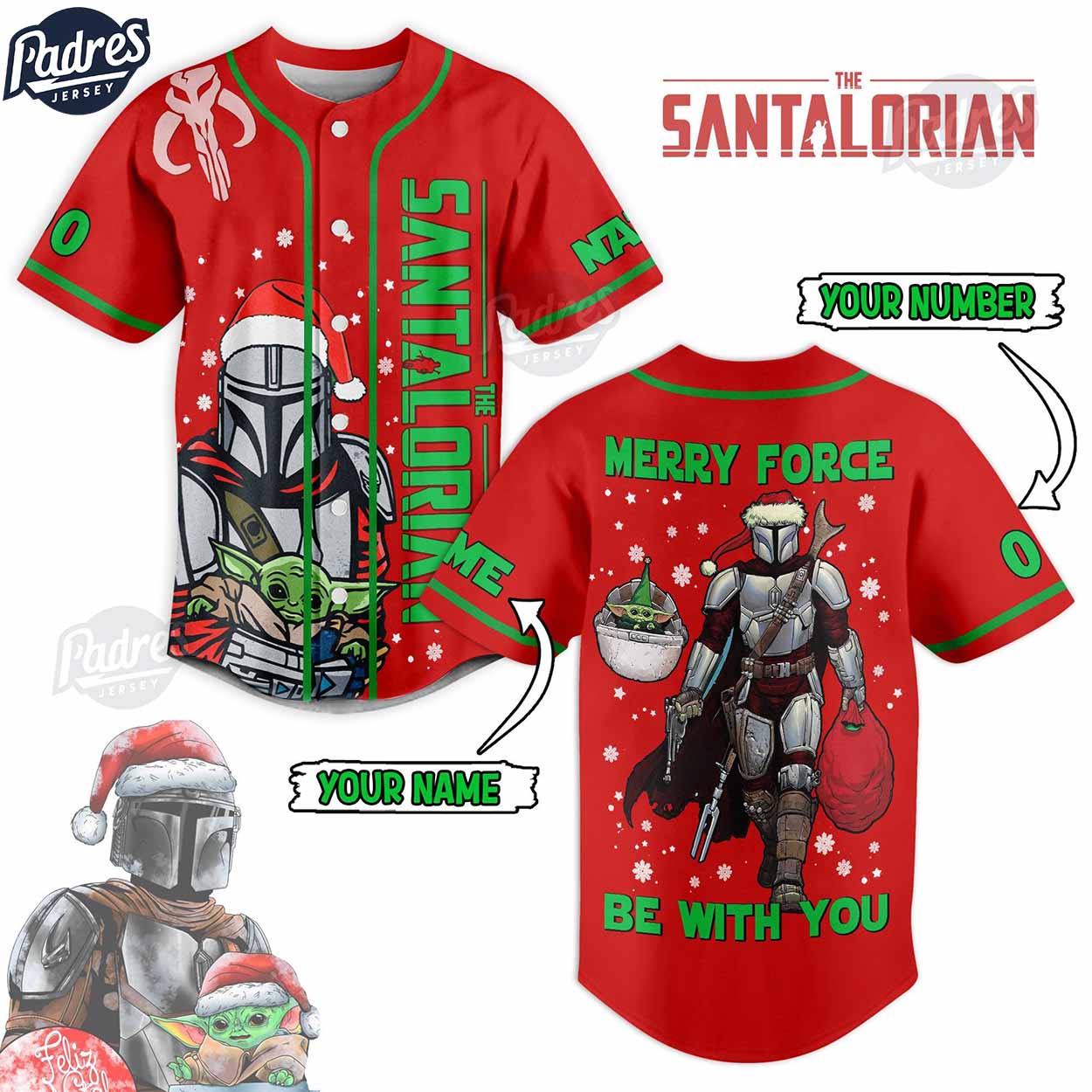 Custom The Santalorian Merry Force Be With You Christmas Baseball Jersey - Padres Jersey Oasis: Elevate Your Baseball Style Game