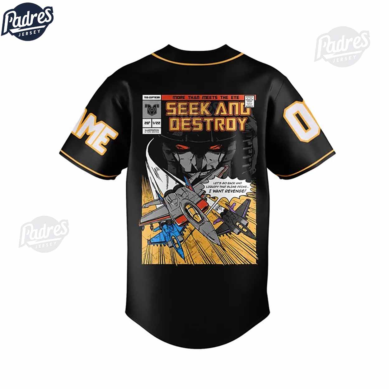 Custom Transformers Starscream Seek And Destroy Baseball Jersey - Padres Jersey Oasis: Elevate Your Baseball Style Game