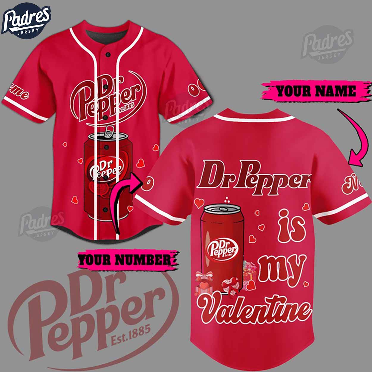 Custom Valentine Dr Pepper St1885 Baseball Jersey - Padres Jersey Oasis: Elevate Your Baseball Style Game