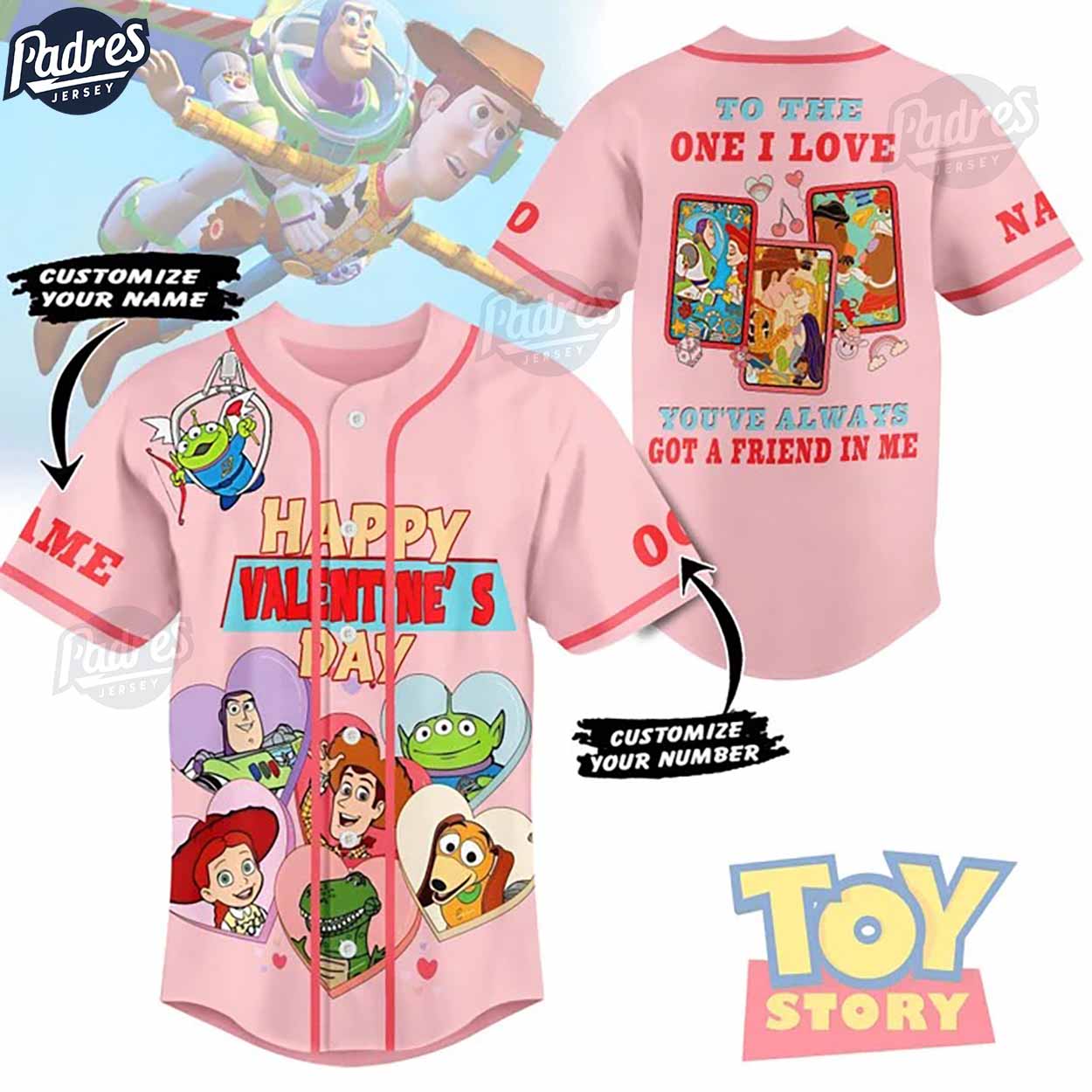 Custom Valentine Toy Story Baseball Jersey - Padres Jersey Oasis: Elevate Your Baseball Style Game