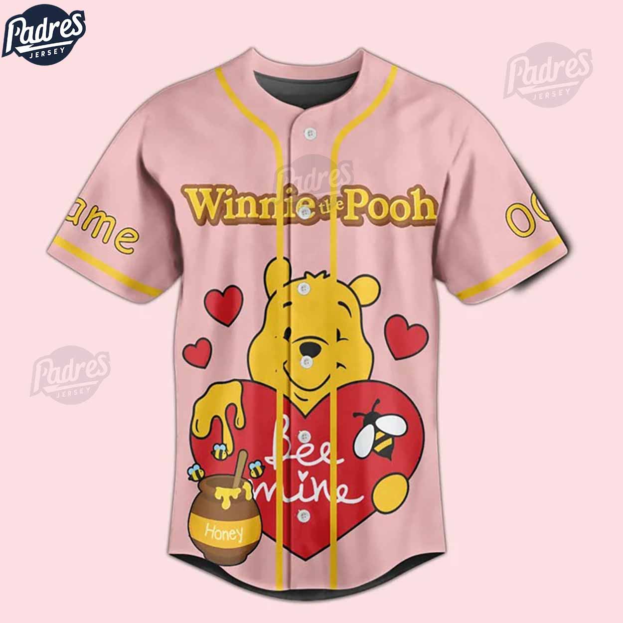 Custom Valentine Winnie The Pooh Be Mine Baseball Jersey - Padres Jersey Oasis: Elevate Your Baseball Style Game