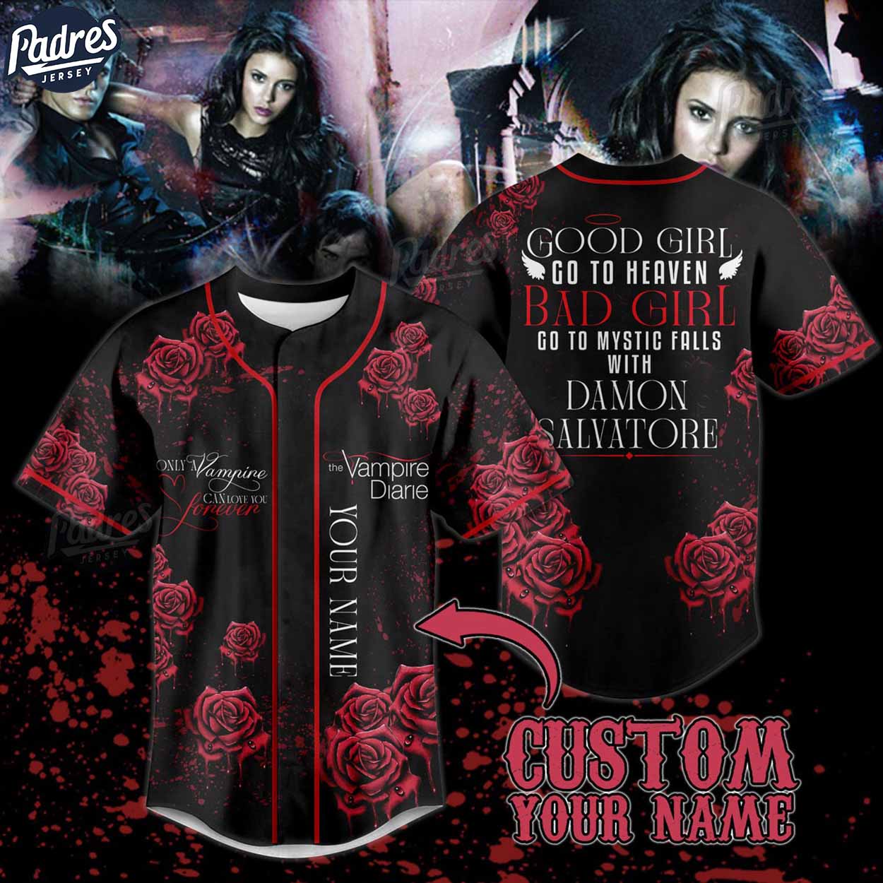 Custom Vampire Diaries Baseball JerseyCustom Baseball Jersey - Padres Jersey Oasis: Elevate Your Baseball Style Game