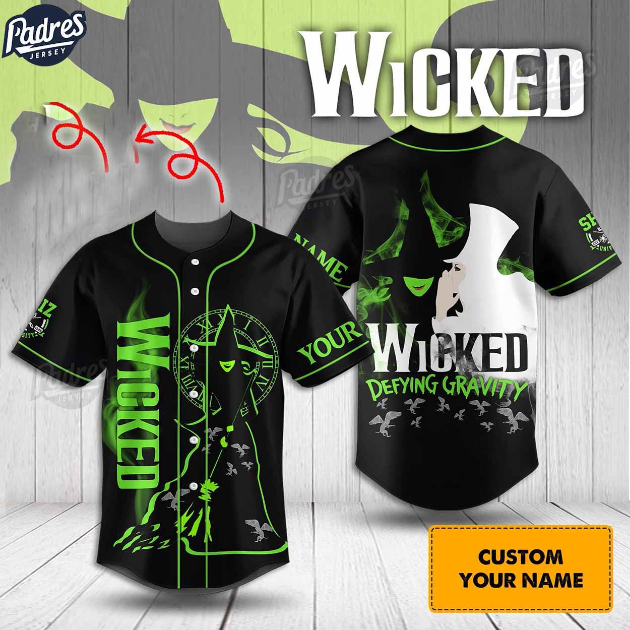 Custom Wicked Deluxe Defying Gravity Baseball Jersey - Padres Jersey Oasis: Elevate Your Baseball Style Game