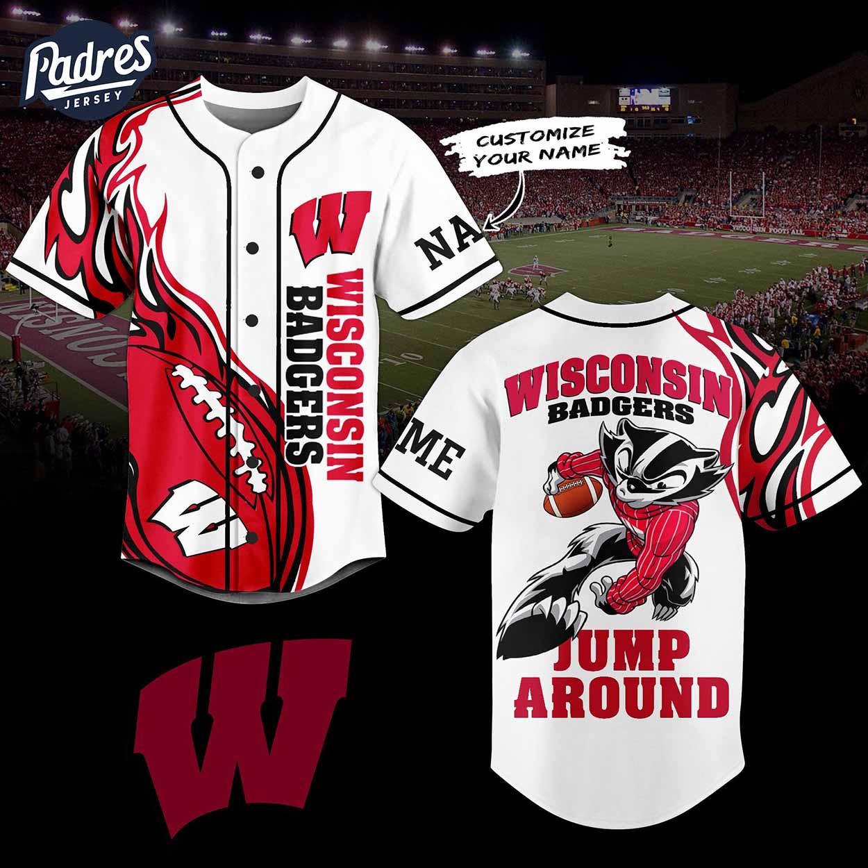 Custom Wisconsin Badgers Football Baseball Jersey - Padres Jersey Oasis: Elevate Your Baseball Style Game