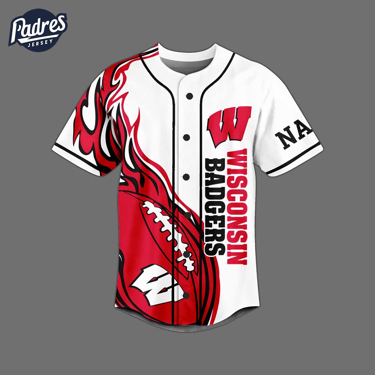 Custom Wisconsin Badgers Football Baseball Jersey - Padres Jersey Oasis: Elevate Your Baseball Style Game