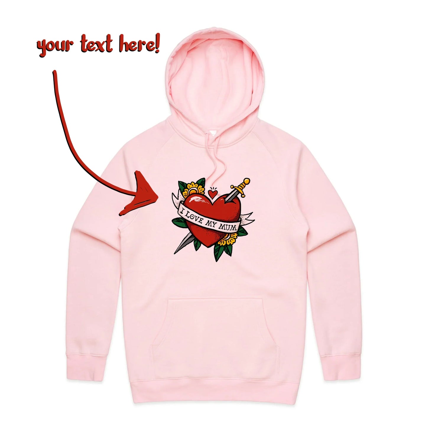 Custom Heart Tattoo Hoodie