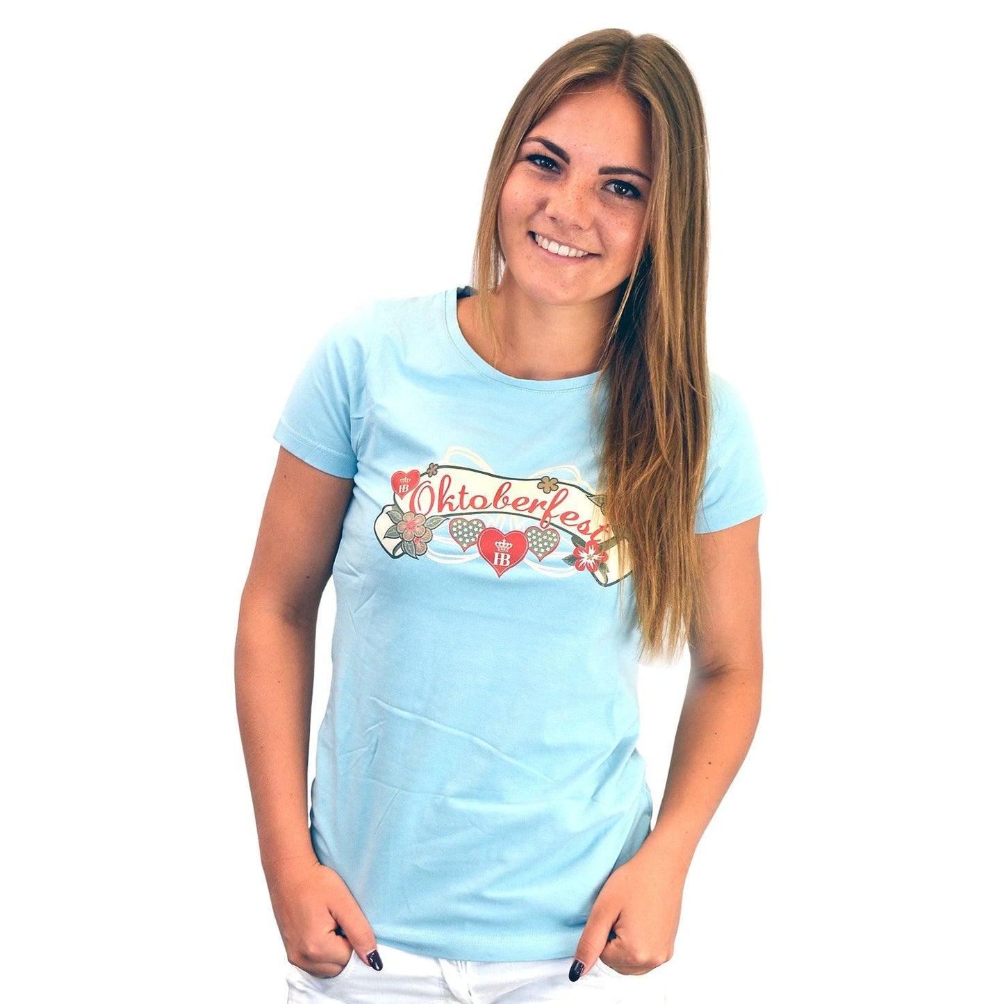 HofbrÃ¤u Damenshirt "Vintage Oktoberfest" - hellblau