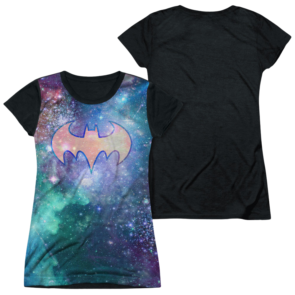 Batgirl Shielded Galaxy - Juniors Black Back T-Shirt