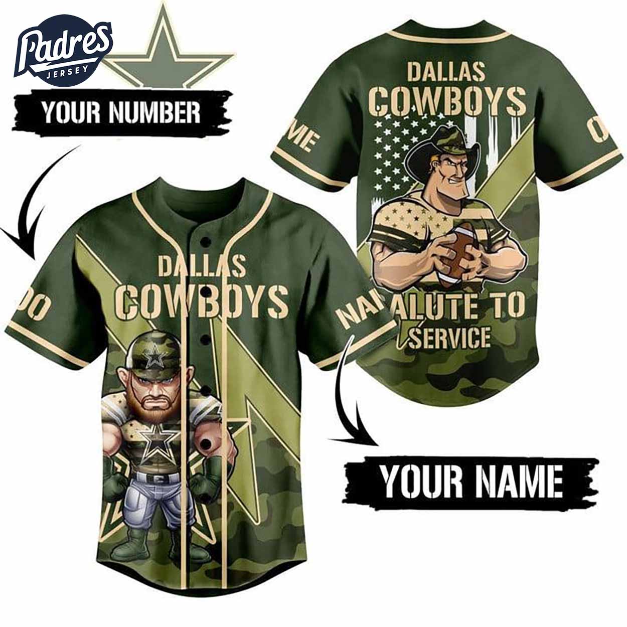 Dallas Cowboys Salute To Service Custom Baseball Jersey - Padres Jersey Oasis: Elevate Your Baseball Style Game