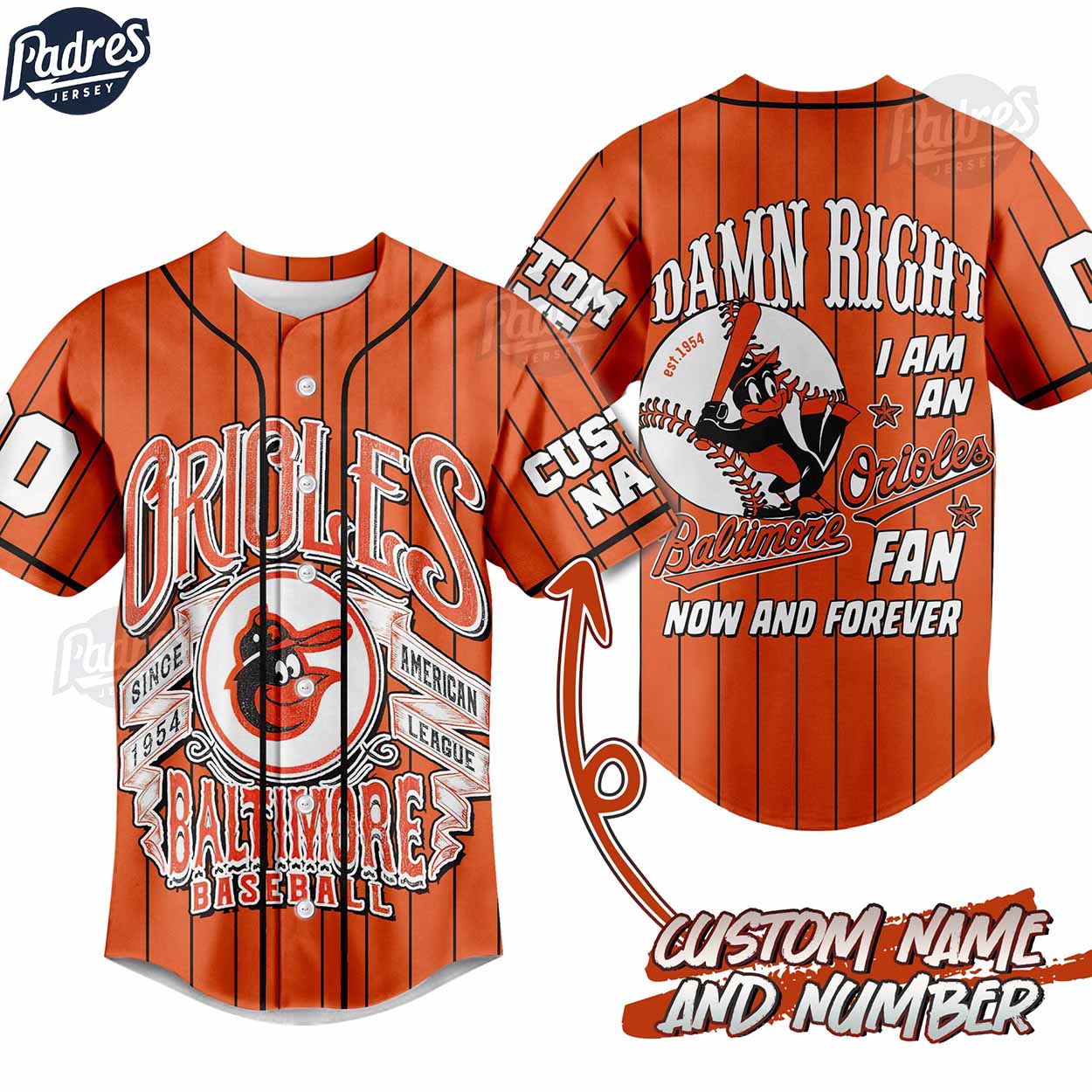 Damn Right I Am A Baltimore Orioles Fan Now And Forever Custom Baseball Jersey - Padres Jersey Oasis: Elevate Your Baseball Style Game