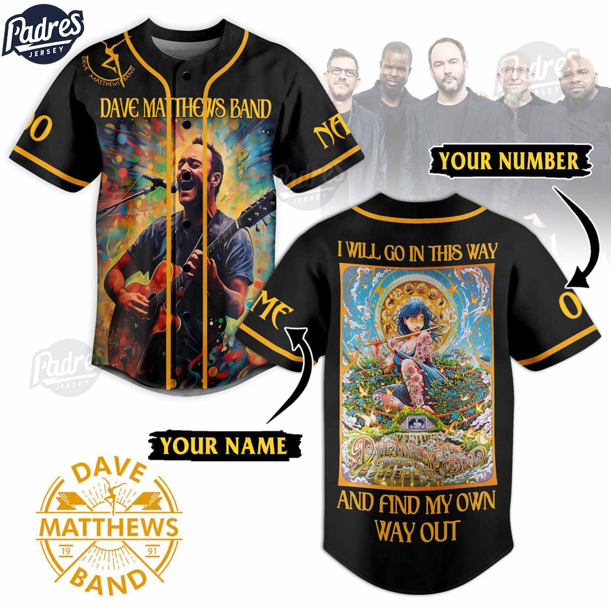 Dave Matthews Band Custom Baseball Jersey Style - Padres Jersey Oasis: Elevate Your Baseball Style Game
