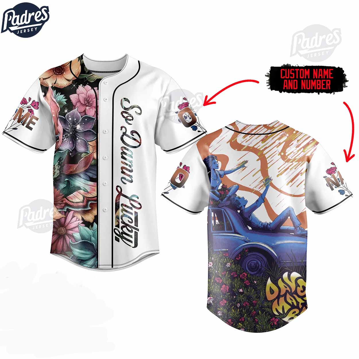 Dave Matthews Band So Damn Lucky Custom Baseball Jersey - Padres Jersey Oasis: Elevate Your Baseball Style Game