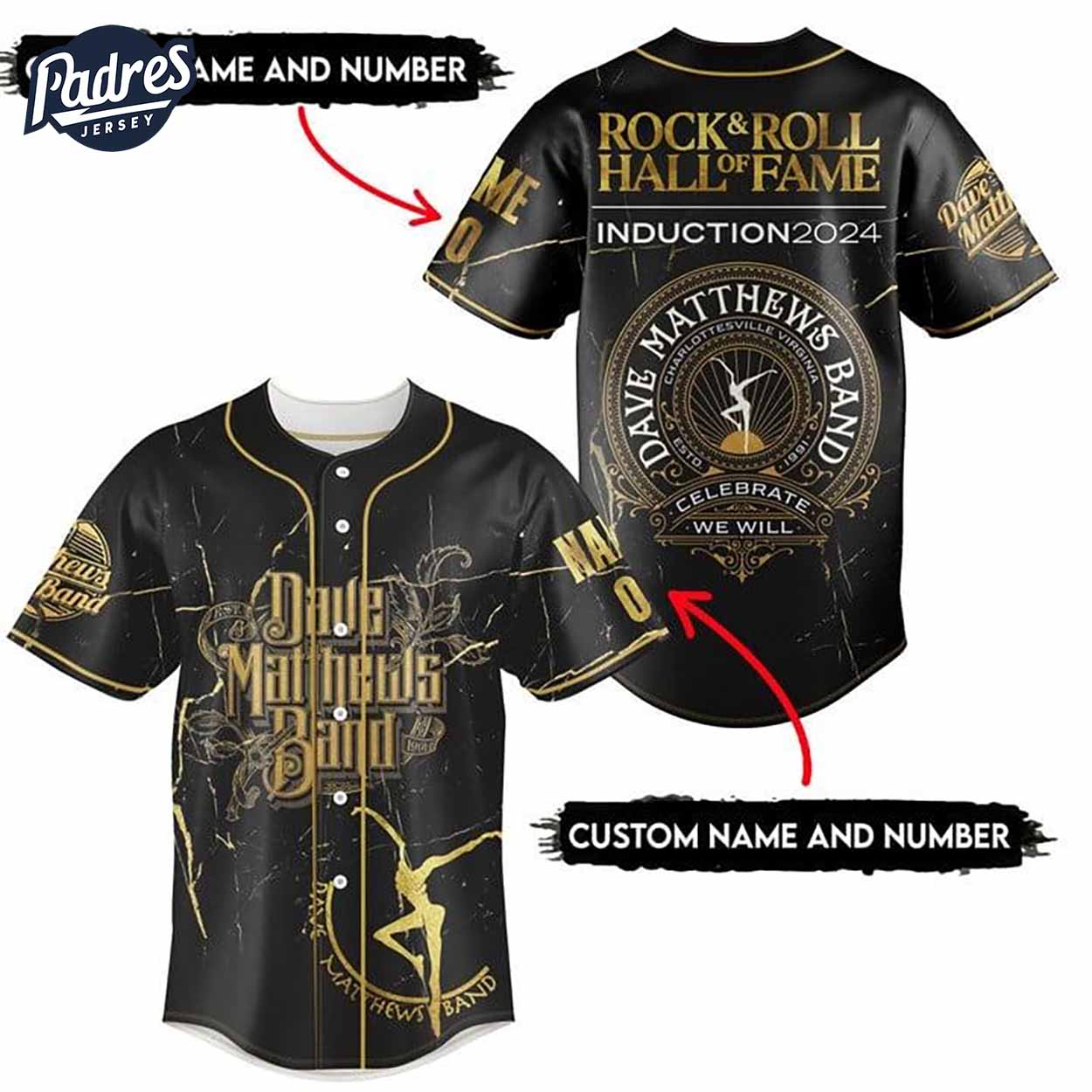 Dave Matthews Rock And Roll Hall Of Fame 2024 Custom Baseball Jersey - Padres Jersey Oasis: Elevate Your Baseball Style Game