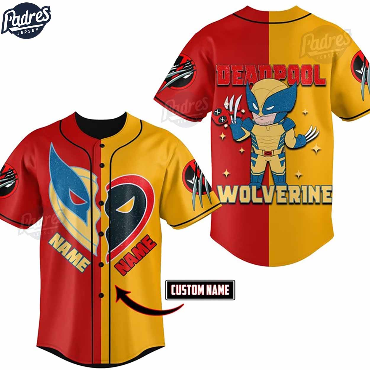 Deadpool & Wolverine Best Friends Custom Baseball Jersey Online - Padres Jersey Oasis: Elevate Your Baseball Style Game