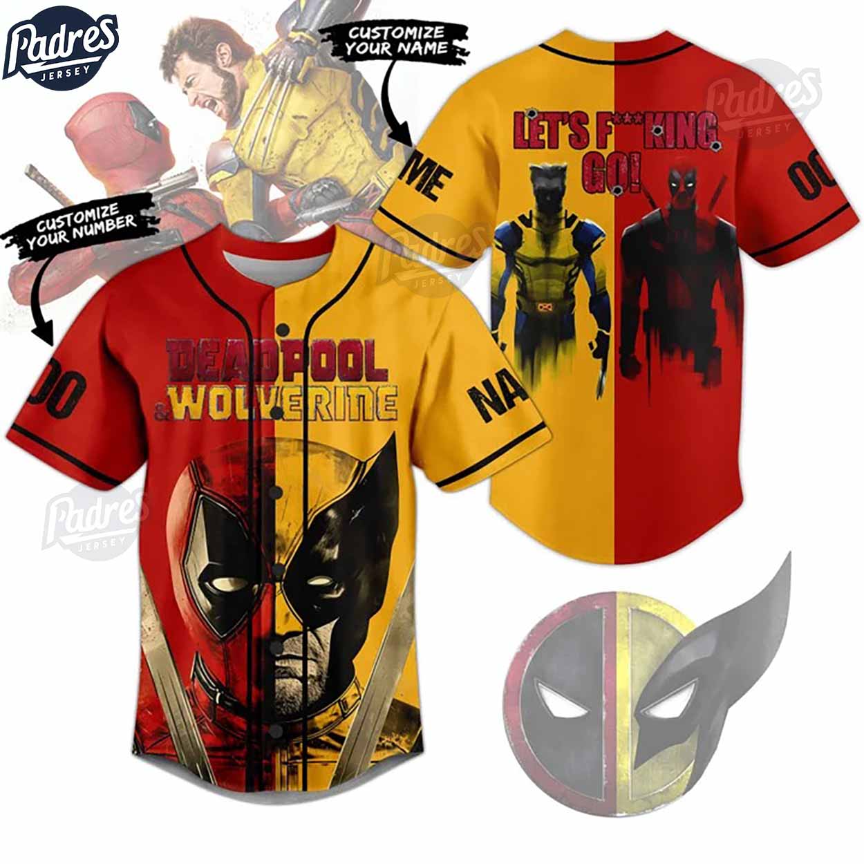 Deadpool & Wolverine Let's Fucking Go Custom Baseball Jersey Style - Padres Jersey Oasis: Elevate Your Baseball Style Game