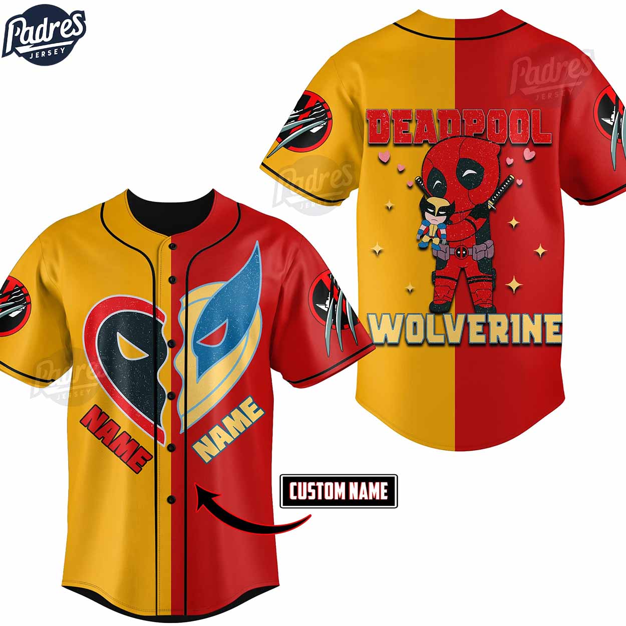 Deadpool & Wolverine Valentine Day Custom Baseball Jersey - Padres Jersey Oasis: Elevate Your Baseball Style Game