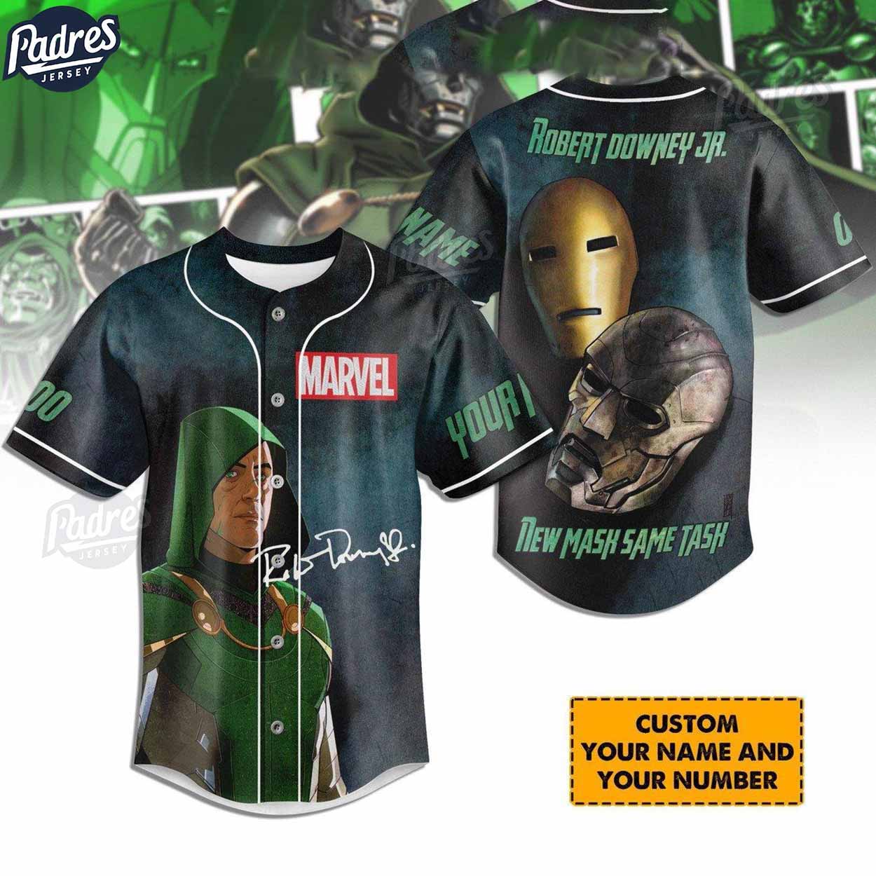 Doctor Doom Robert Downey Jr New Mask Custom Baseball Jersey - Padres Jersey Oasis: Elevate Your Baseball Style Game