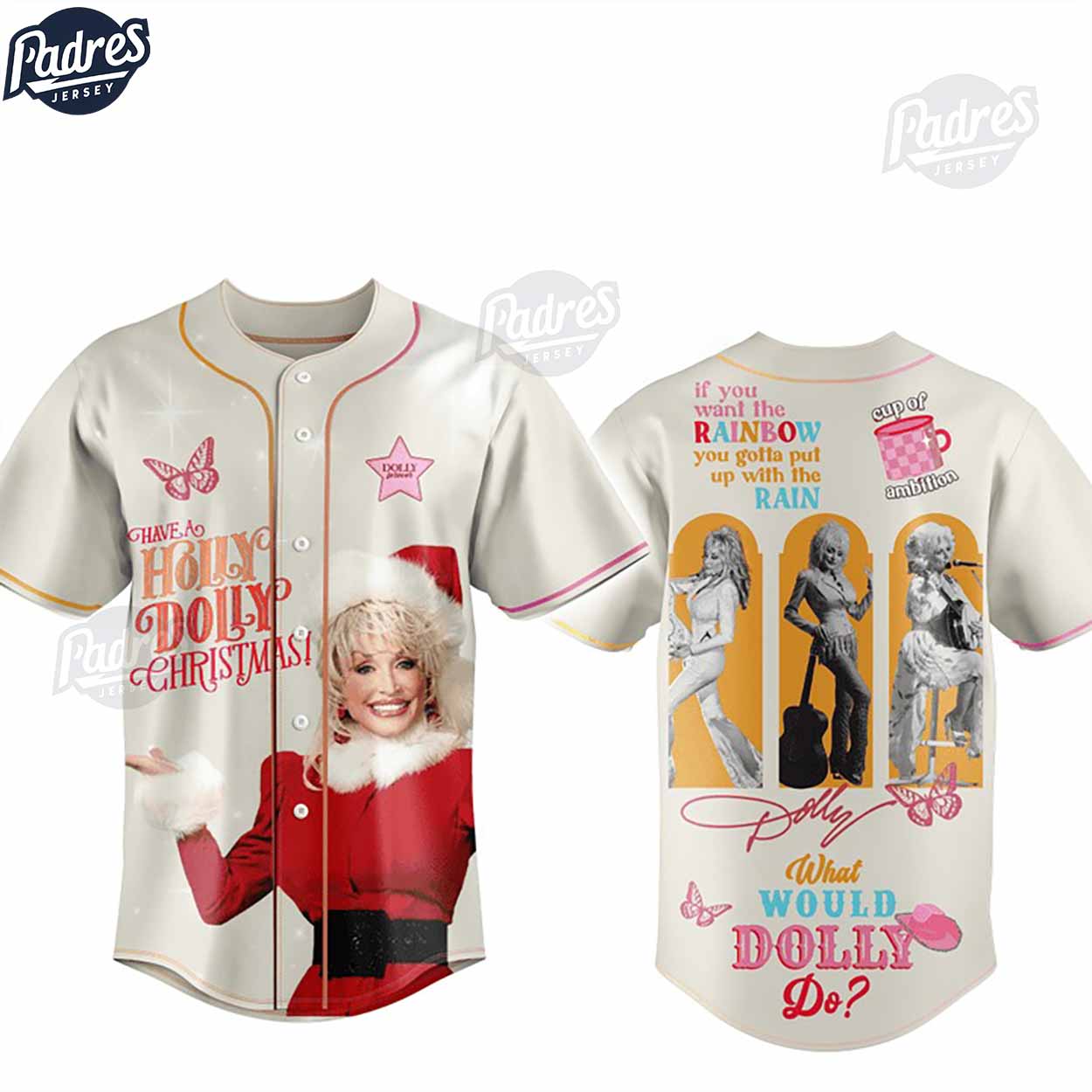 Dolly Parton Holly Jolly Christmas Baseball Jersey Outfit - Padres Jersey Oasis: Elevate Your Baseball Style Game