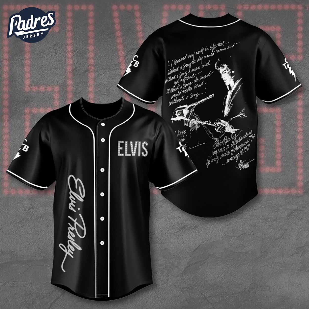 Elvis Presley Black Baseball Jersey - Padres Jersey Oasis: Elevate Your Baseball Style Game