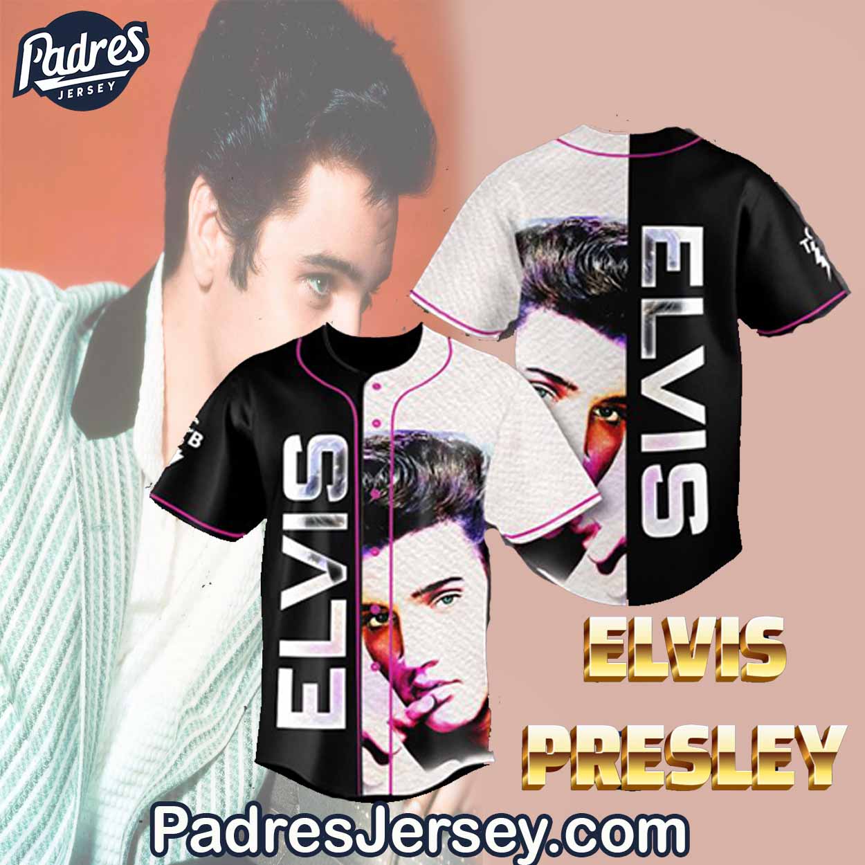 Elvis Presley With His Hair Back Baseball Jersey Outfit - Padres Jersey Oasis: Elevate Your Baseball Style Game