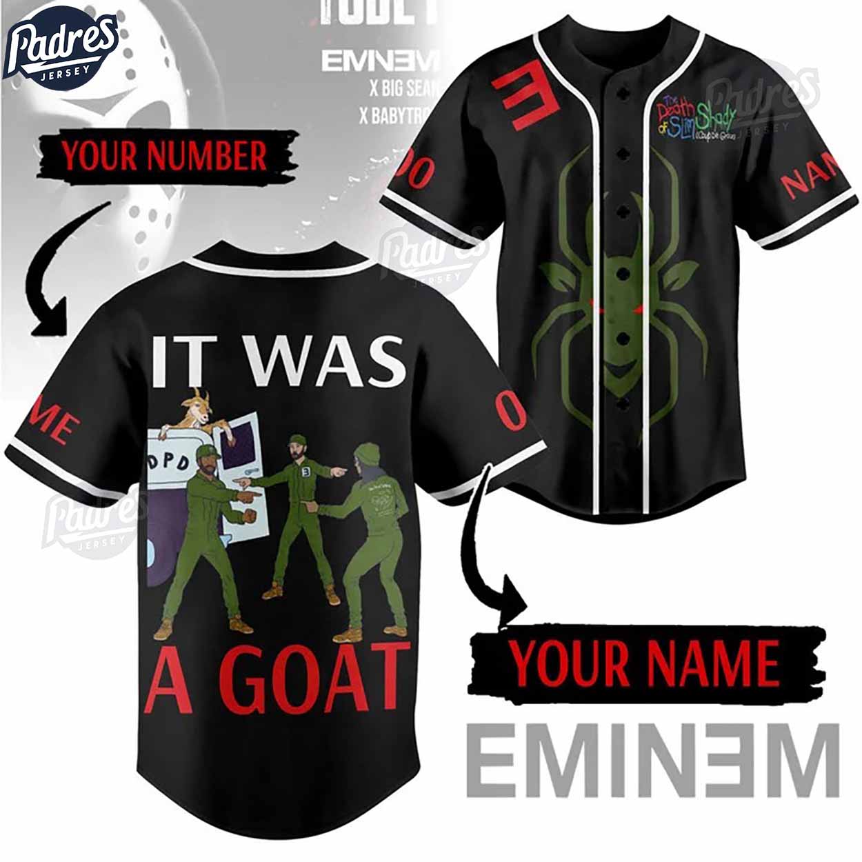 Eminem Custom Black Baseball Jersey Style - Padres Jersey Oasis: Elevate Your Baseball Style Game