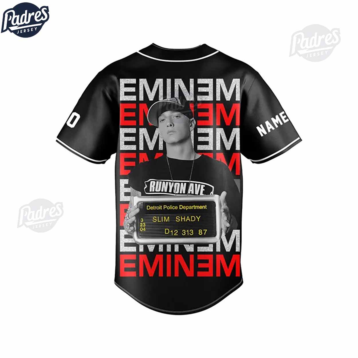 Eminem Detroit Police Department Slim Shady Custom Baseball Jersey - Padres Jersey Oasis: Elevate Your Baseball Style Game