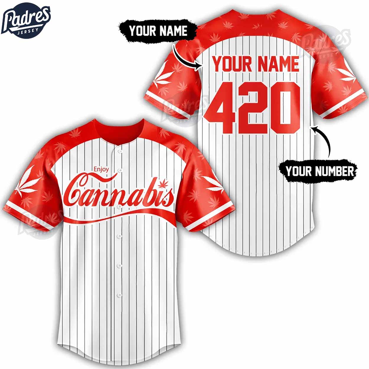 Enjoy Cannabis Custom Baseball Jersey Style - Padres Jersey Oasis: Elevate Your Baseball Style Game