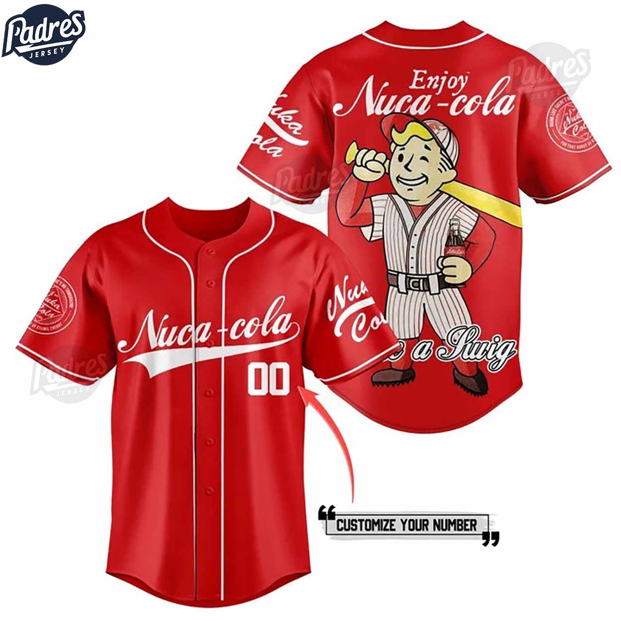 Enjoy Nuka Cola Fallout Custom Baseball Jersey - Padres Jersey Oasis: Elevate Your Baseball Style Game