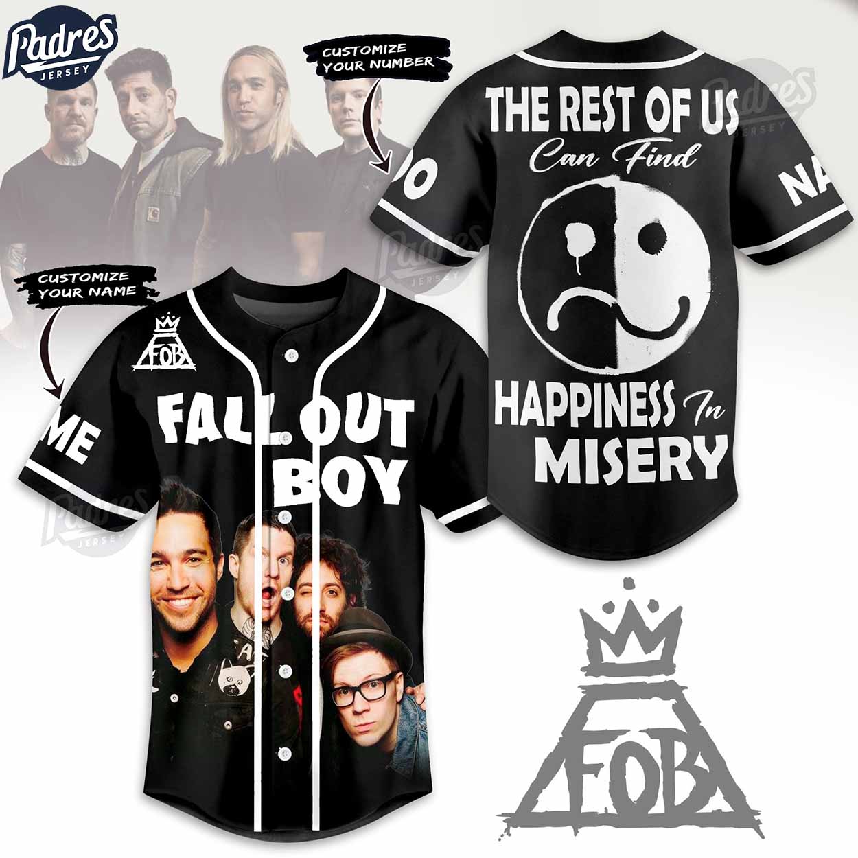 Fall Out Boy Happiness In Misery Custom Baseball Jersey Style - Padres Jersey Oasis: Elevate Your Baseball Style Game