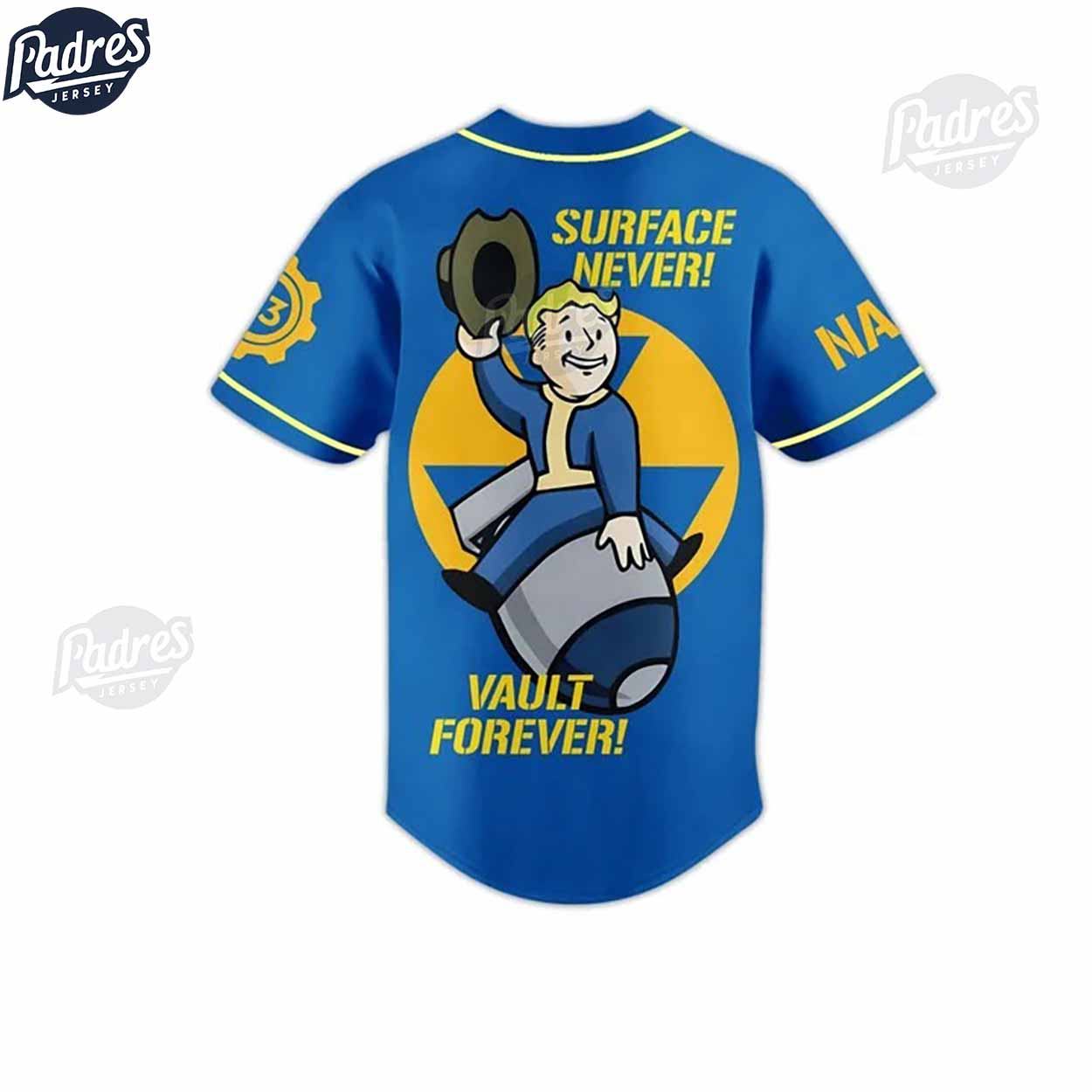 Fallout 4 Surface Never Vault Forever Custom Baseball Jersey - Padres Jersey Oasis: Elevate Your Baseball Style Game