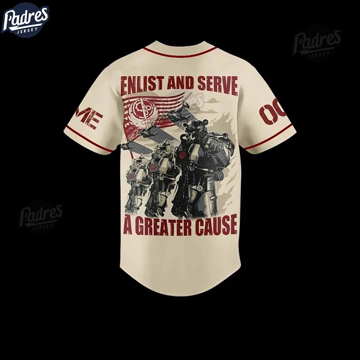 Fallout Enlist And Serve A Greater Cause Custom Baseball Jersey - Padres Jersey Oasis: Elevate Your Baseball Style Game