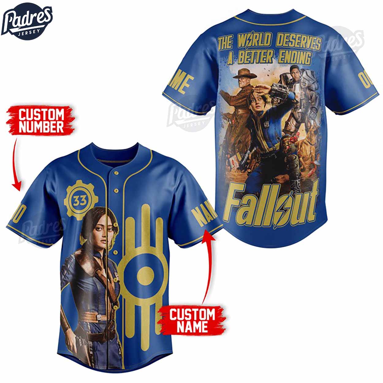 Fallout Lucy The World Deserves A Better Ending Custom Baseball Jersey - Padres Jersey Oasis: Elevate Your Baseball Style Game