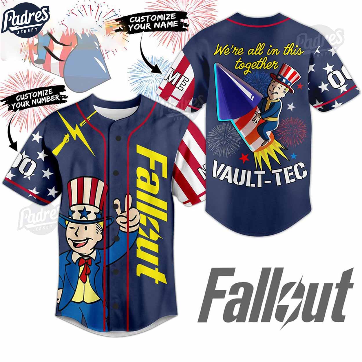 Fallout We're All In This Together Vault Tec Custom Baseball Jersey - Padres Jersey Oasis: Elevate Your Baseball Style Game