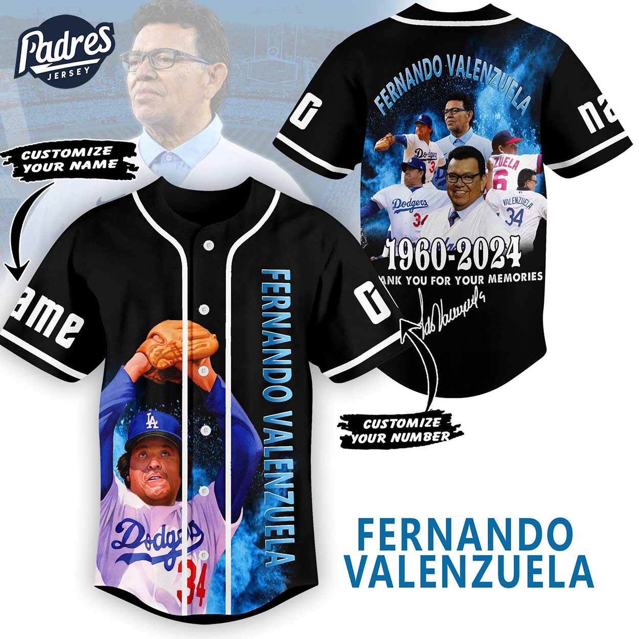 Fernando Valenzuela 1960-2024 Los Angeles Dodgers Custom Baseball Jersey - Padres Jersey Oasis: Elevate Your Baseball Style Game