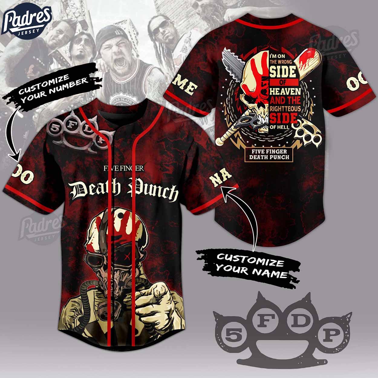 Five Finger Death Punch Personalized Baseball Jersey - Padres Jersey Oasis: Elevate Your Baseball Style Game