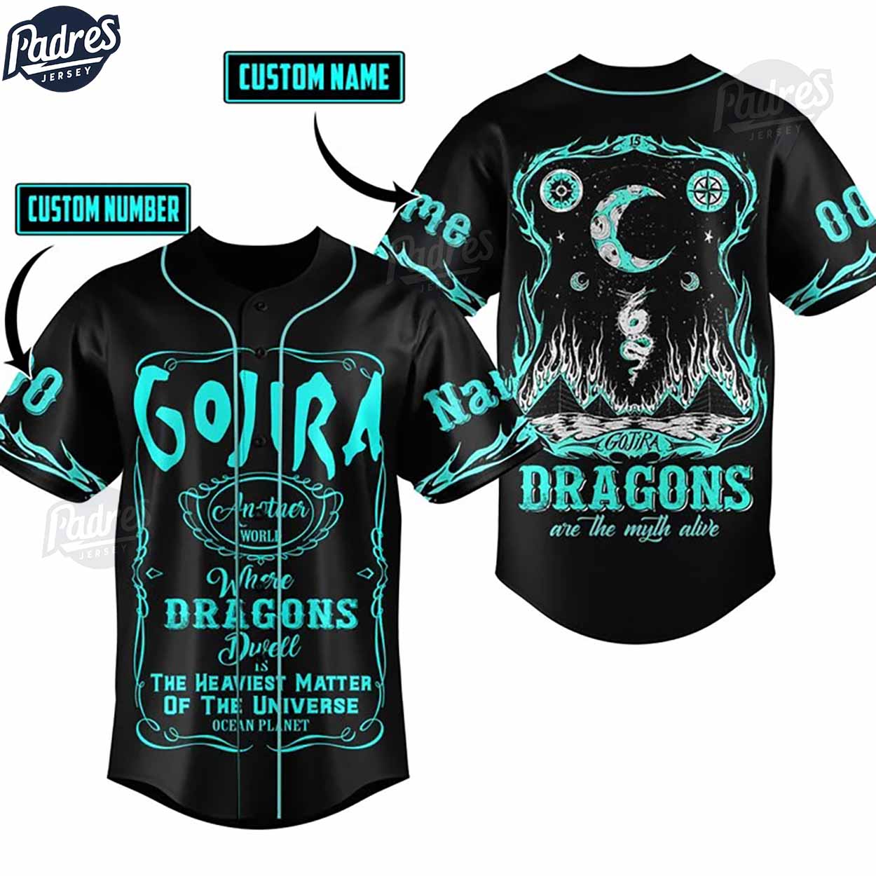 GOJIRA Where Dragons Dwell Custom Baseball Jersey - Padres Jersey Oasis: Elevate Your Baseball Style Game