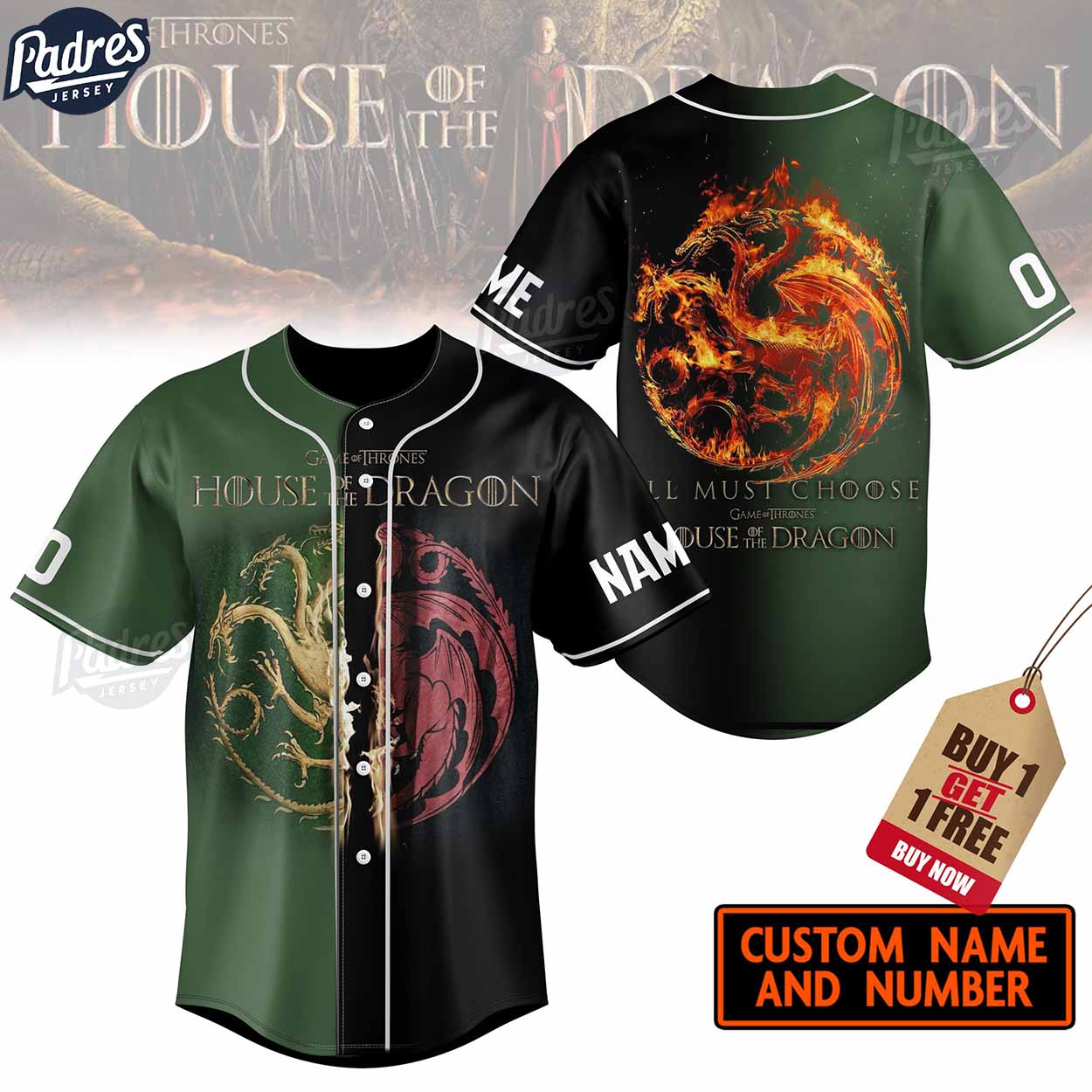 Game Of Thrones House Of The Dragon All Must Choose Custom Baseball Jersey - Padres Jersey Oasis: Elevate Your Baseball Style Game
