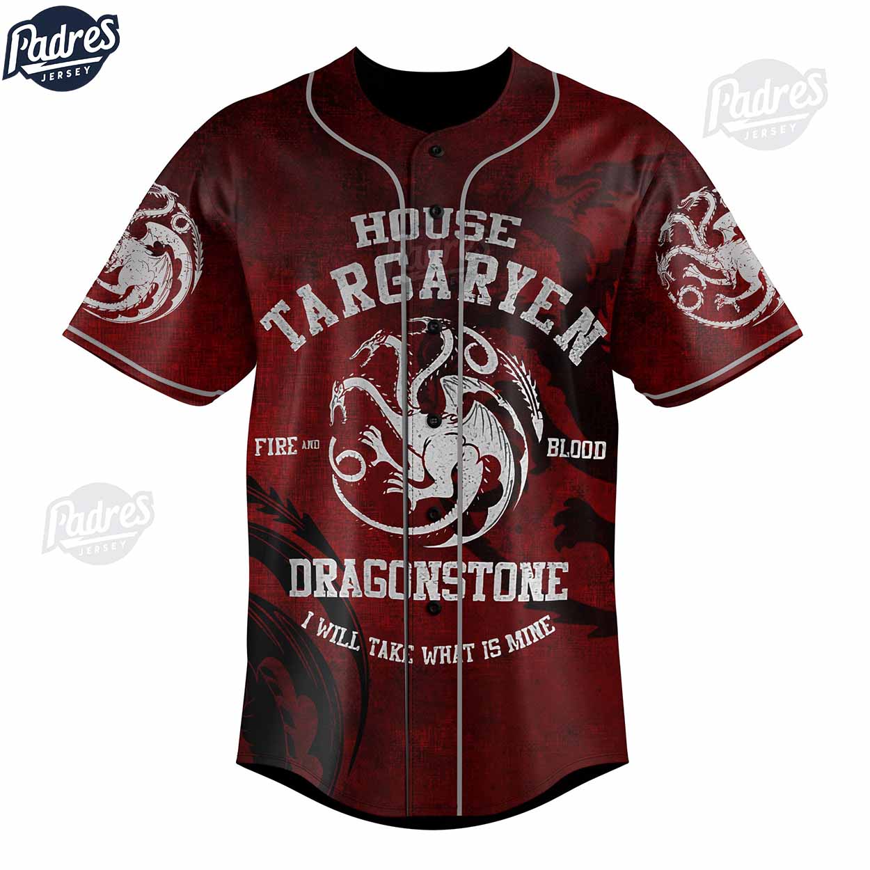 Game Of Thrones House Targaryen Fire And Blood Custom Red Baseball Jersey - Padres Jersey Oasis: Elevate Your Baseball Style Game