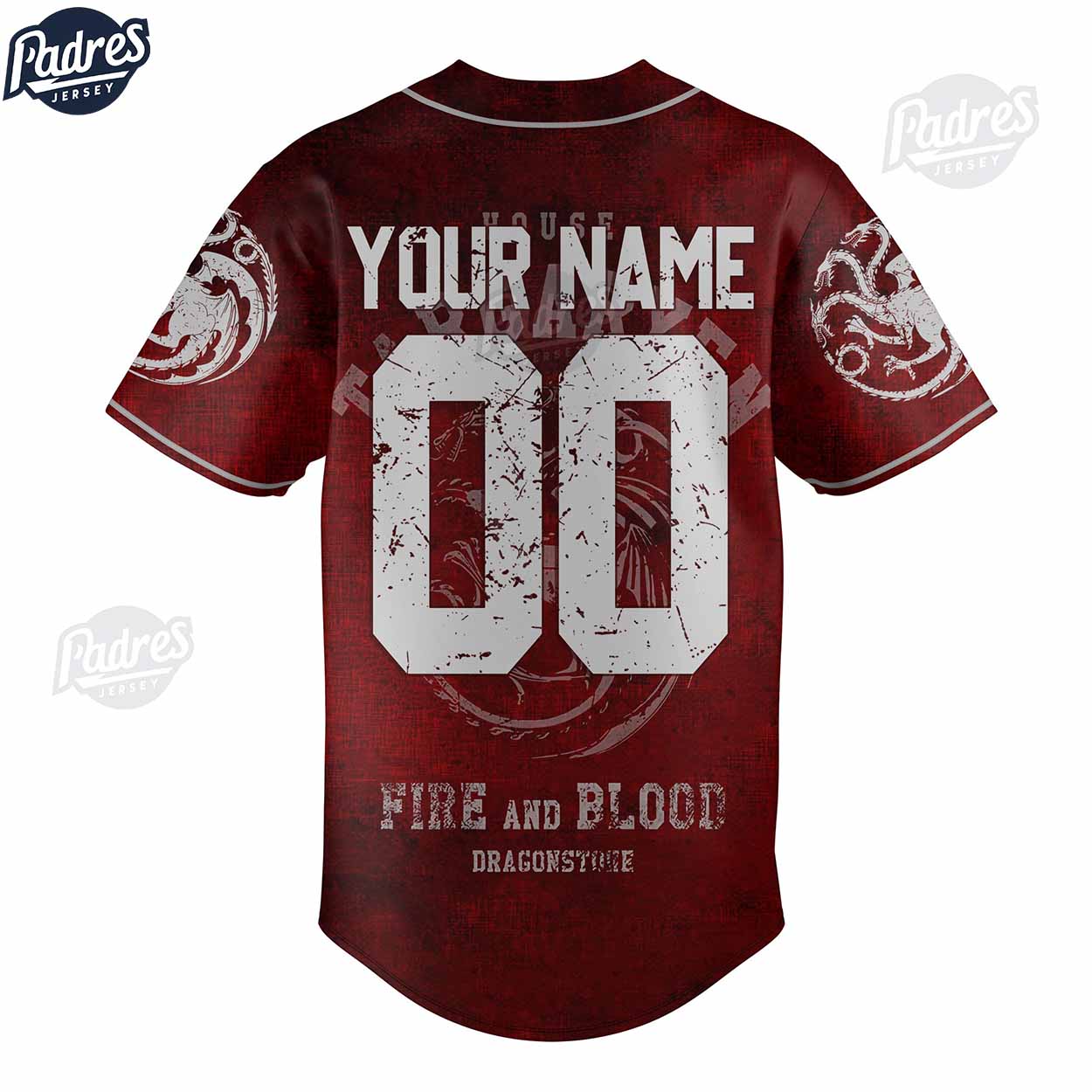 Game Of Thrones House Targaryen Fire And Blood Custom Red Baseball Jersey - Padres Jersey Oasis: Elevate Your Baseball Style Game