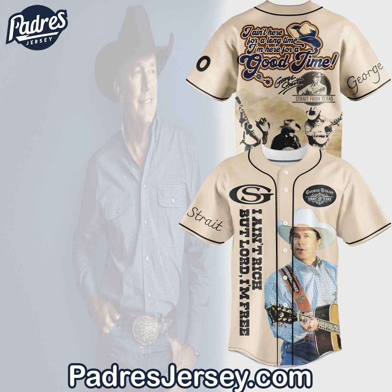 George Strait Baseball Jersey Outfit - Padres Jersey Oasis: Elevate Your Baseball Style Game