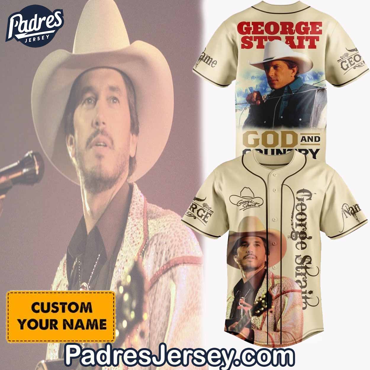 George Strait God And Country Music Baseball Jersey Outfit - Padres Jersey Oasis: Elevate Your Baseball Style Game